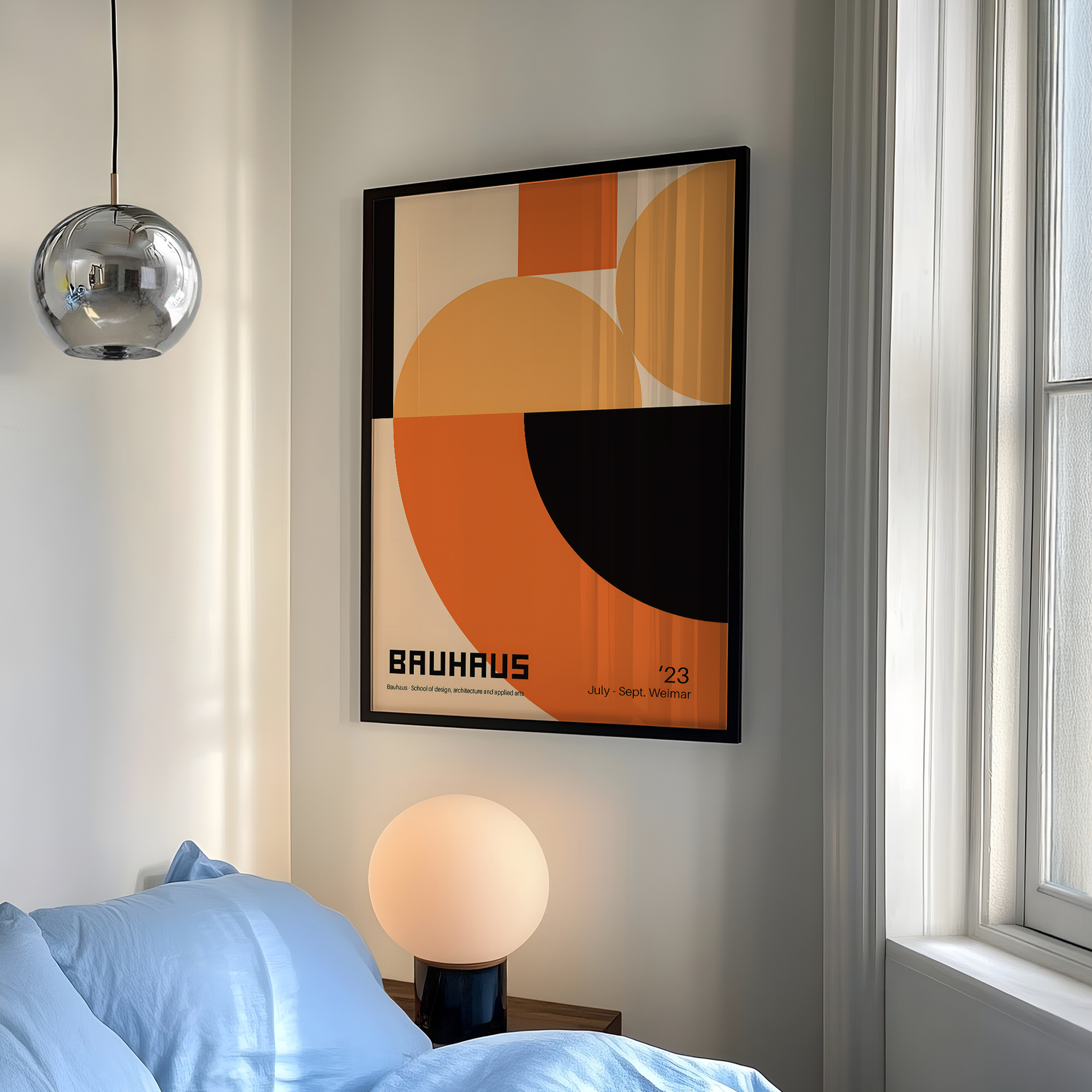 Sustainable Living Products - Modern Geometry Bauhaus School Orange Wall